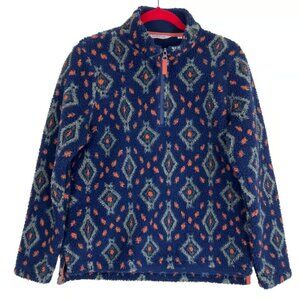 Orvis Sherpa Fleece Snow River Quarter Zip Pullover Aztec Southwestern Print M